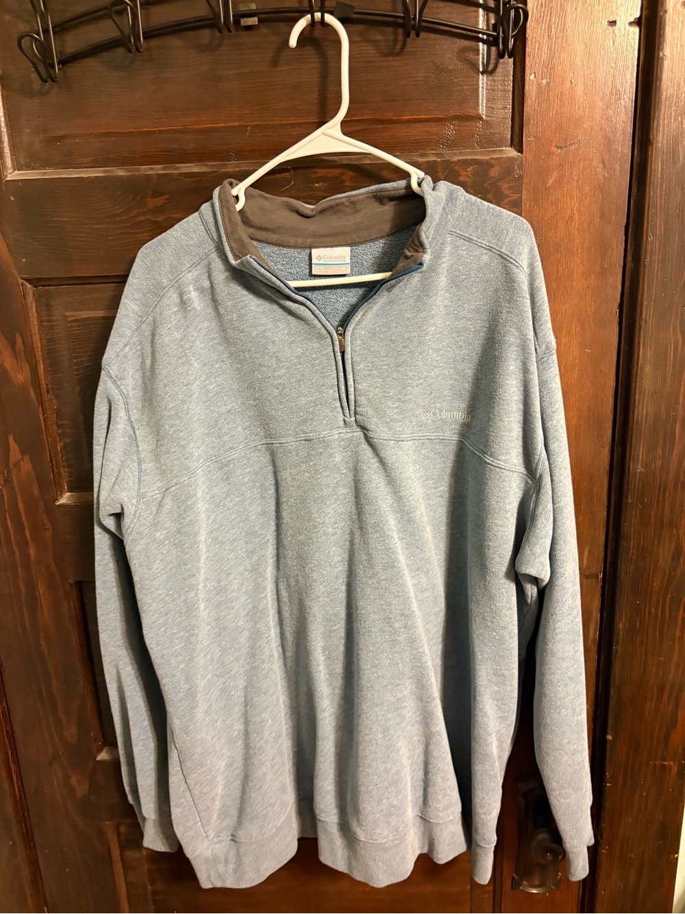 Columbia Heathered Light Blue 1/4 Zip Pullover